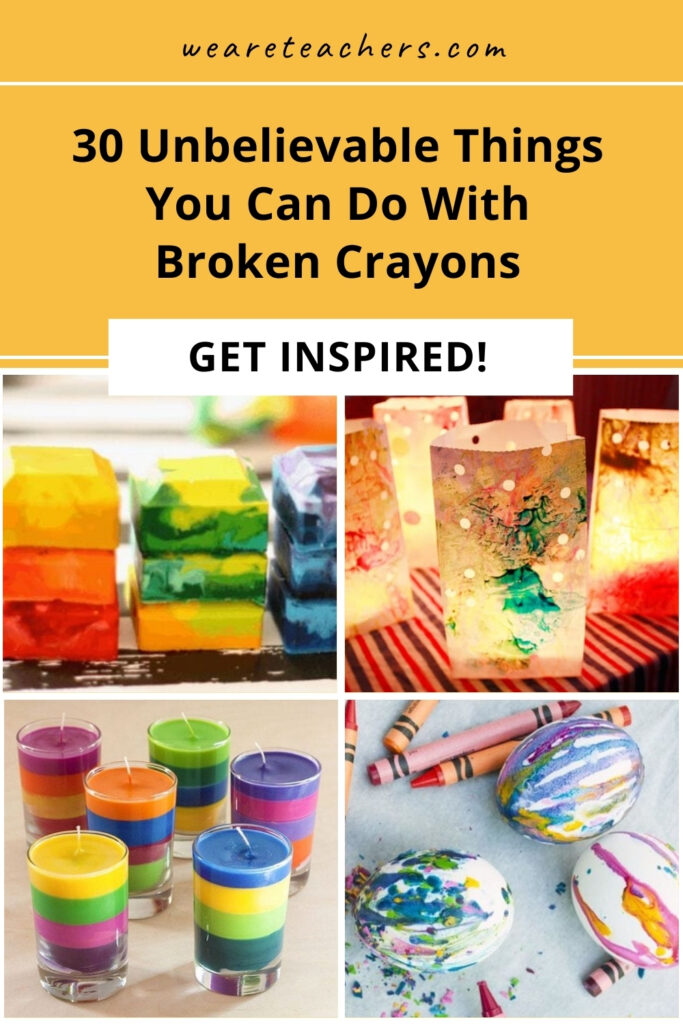 Don't toss those broken crayons! Melt them down to make new ones, recycle them, or turn them into some awesome craft projects.