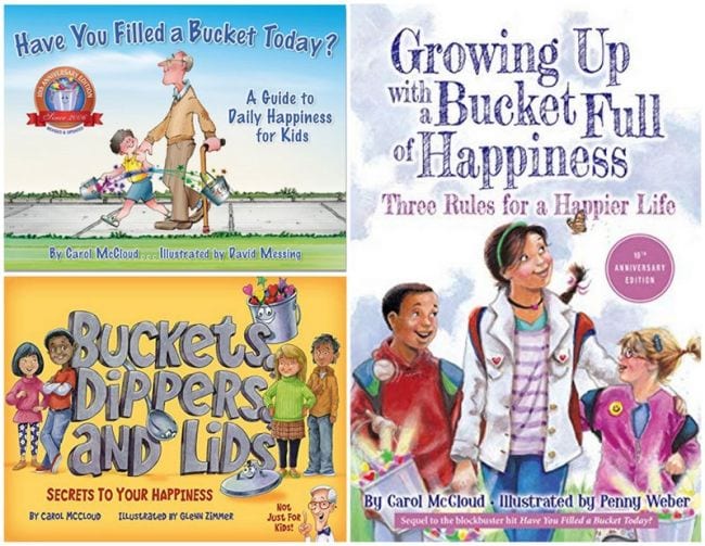 A collage of bucket filler books