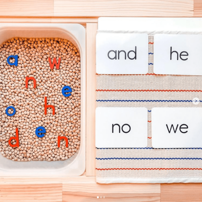 Build words in a sensory tub