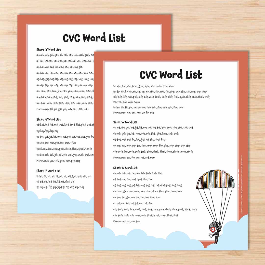 CVC Word List and Teaching Ideas (Free Printables) - Quilland Arrow Press