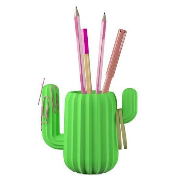 Bright green desk organizer cup for pens and pencils