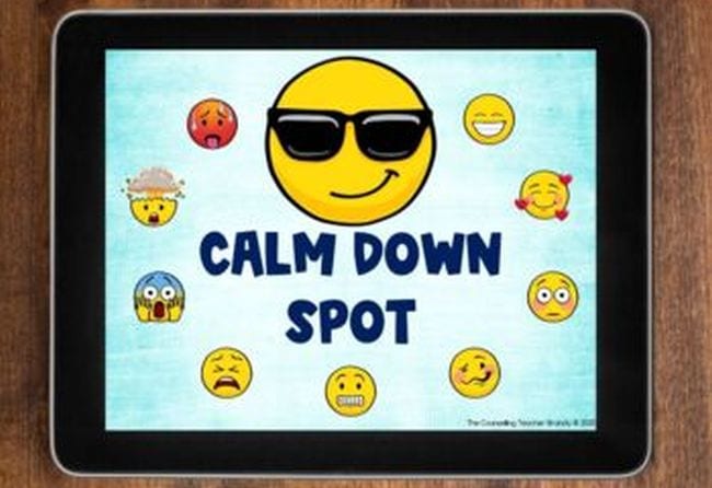 Ipad with sign saying Calm Down Spot
