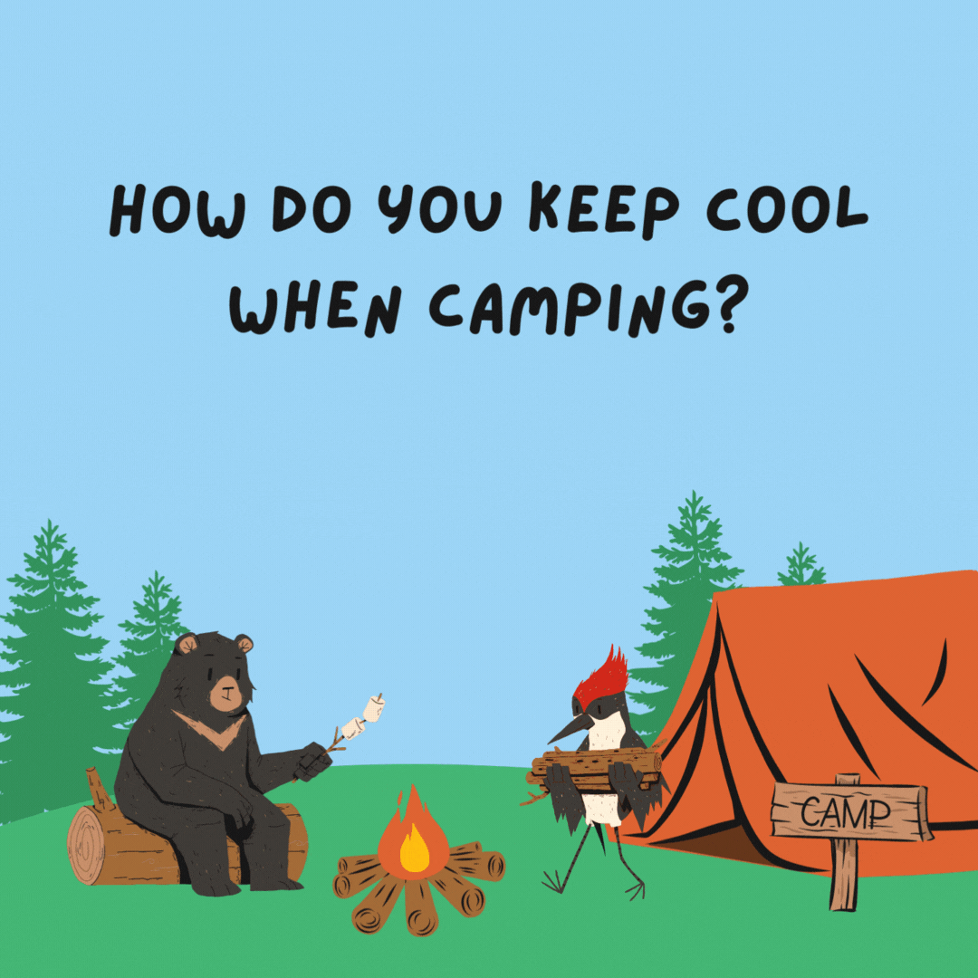 How do you keep cool when camping? Stay close to your chill-dren.- camping jokes
