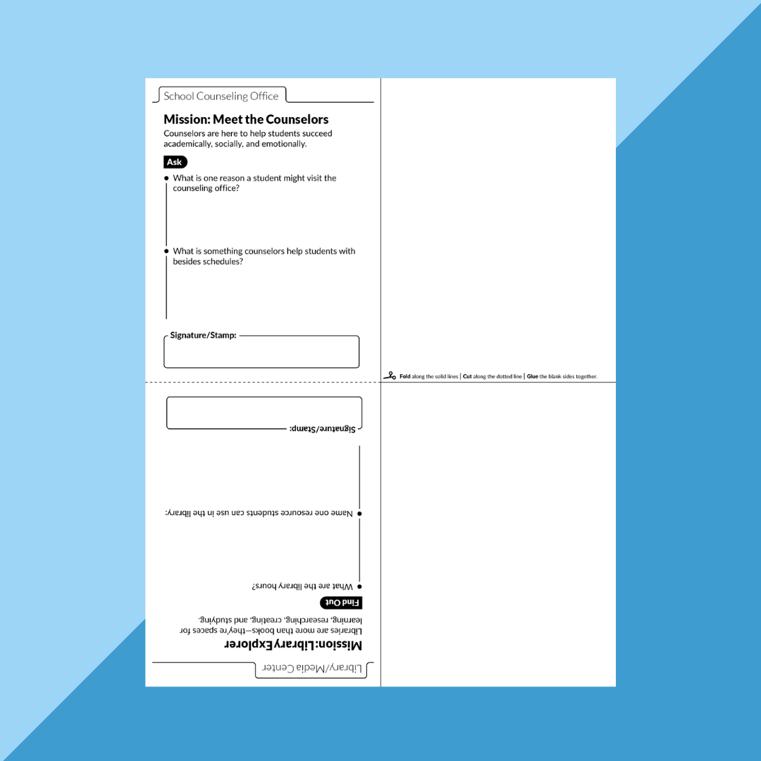 Page from the Campus Connection Passport Activity.
