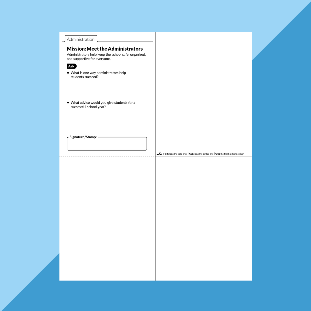 Image of a worksheet from the Campus Connection Passport Activity.