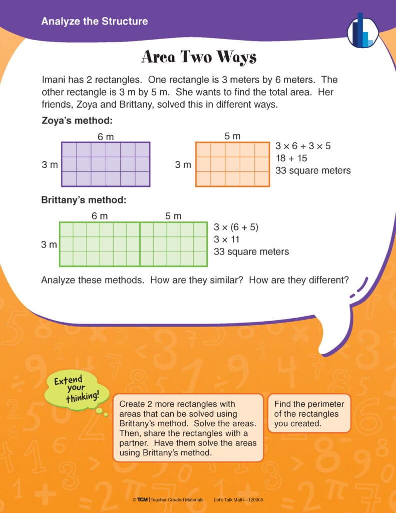 Sample math task from Let's Talk Math