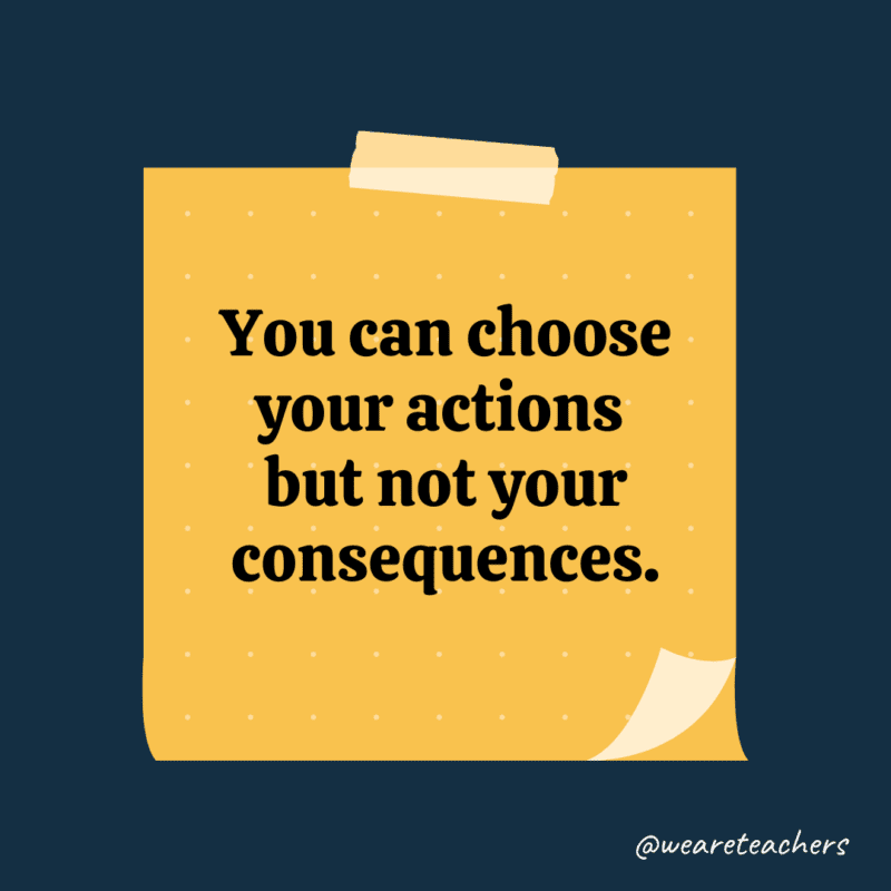You can choose your actions but not your consequences.