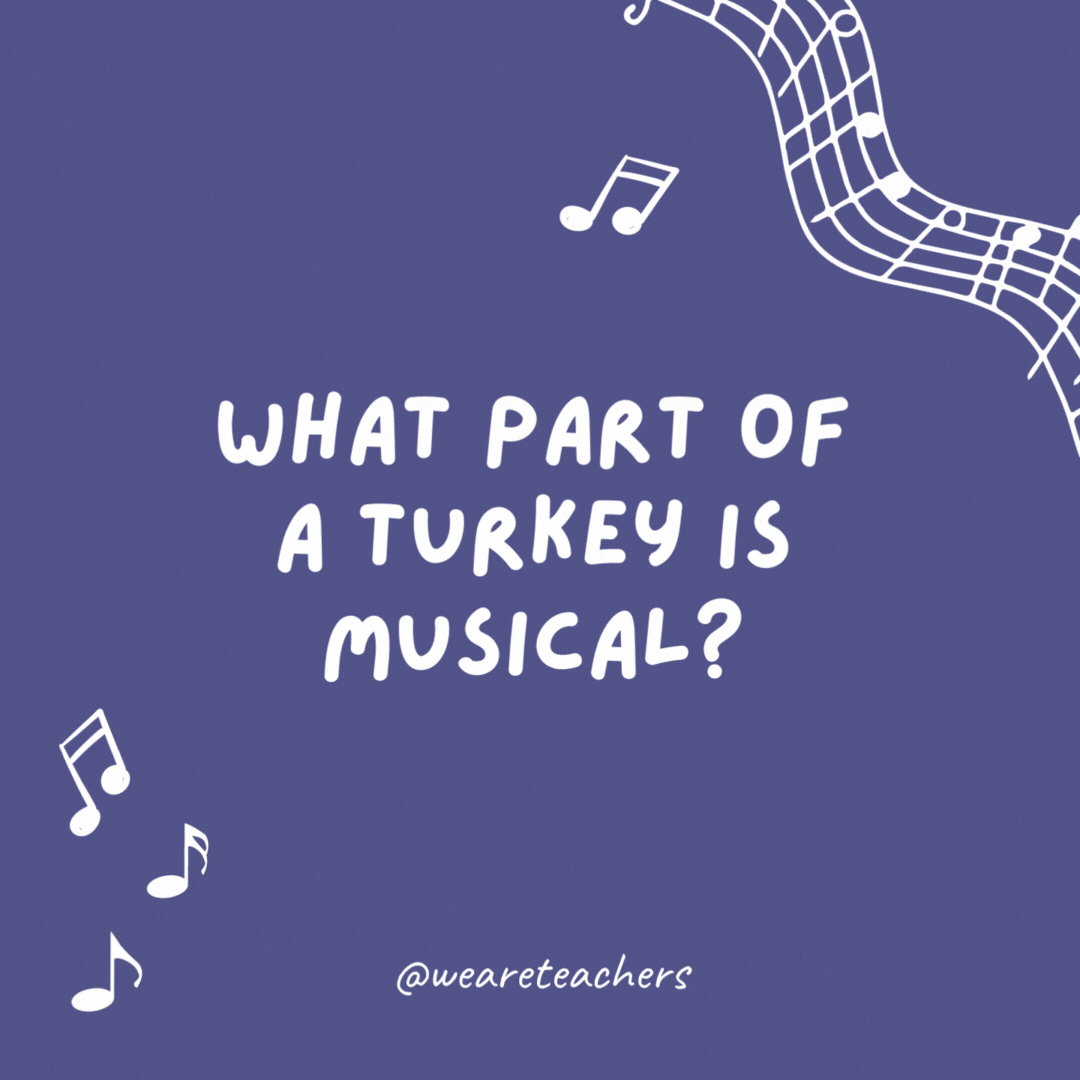 What part of a turkey is musical? The drumstick.