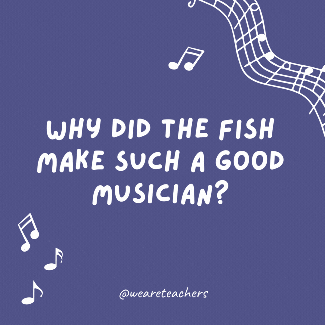 Why did the fish make such a good musician? He knew his scales.