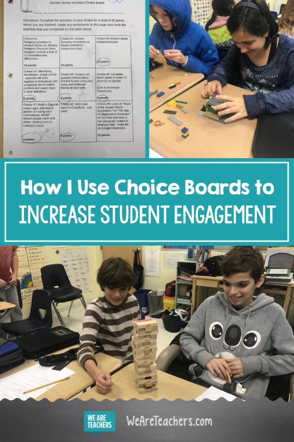 How I Use Choice Boards to Increase Student Engagement
