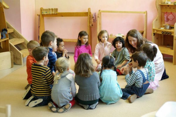 school children in a circle