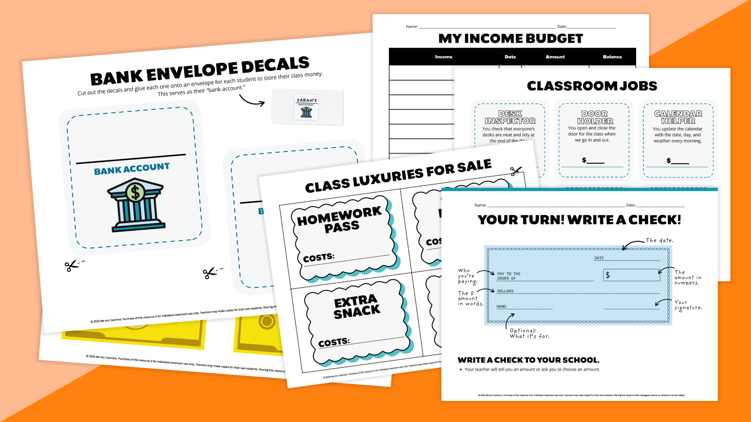 Images from the Classroom Economy Bundle.