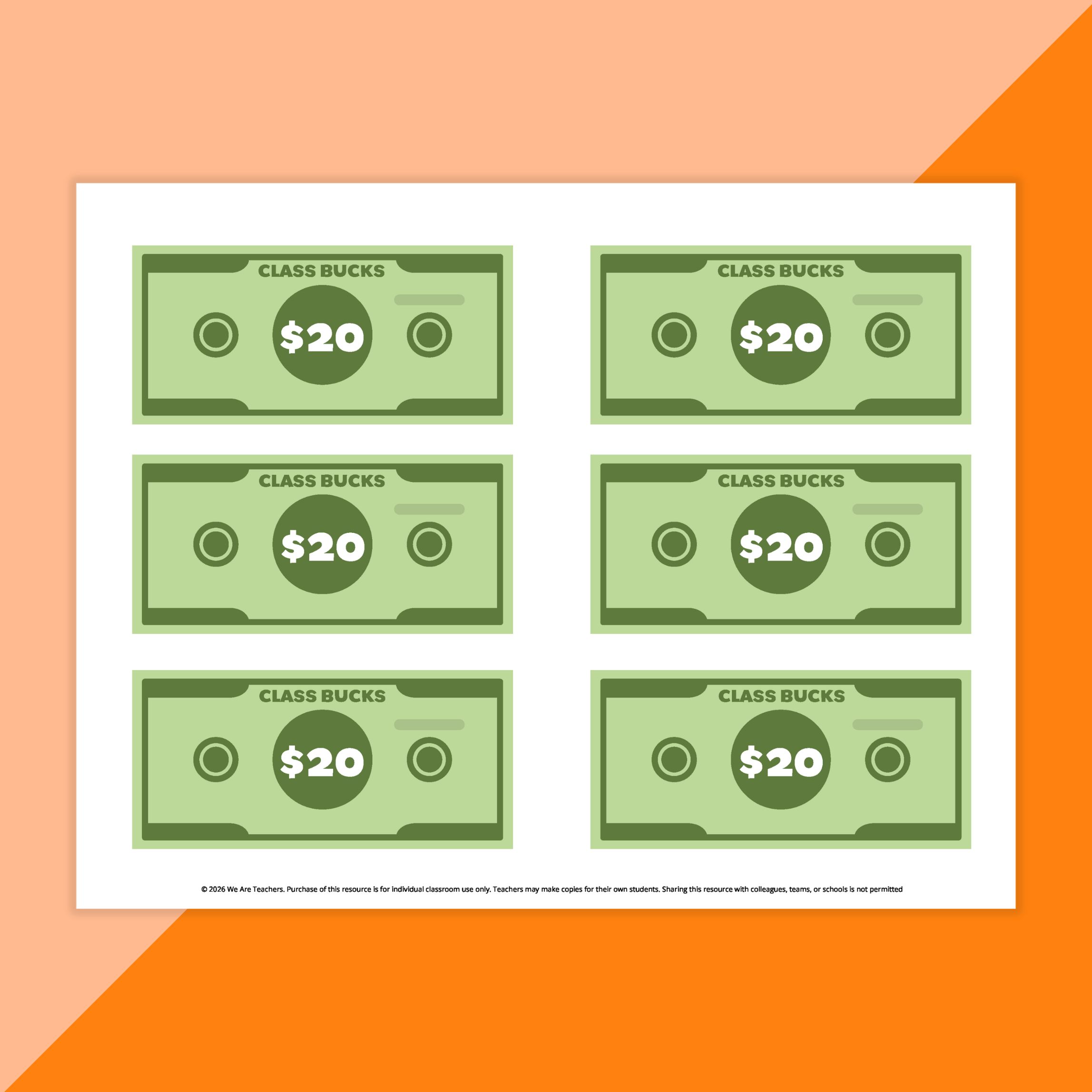 Image of the class bucks worksheet.