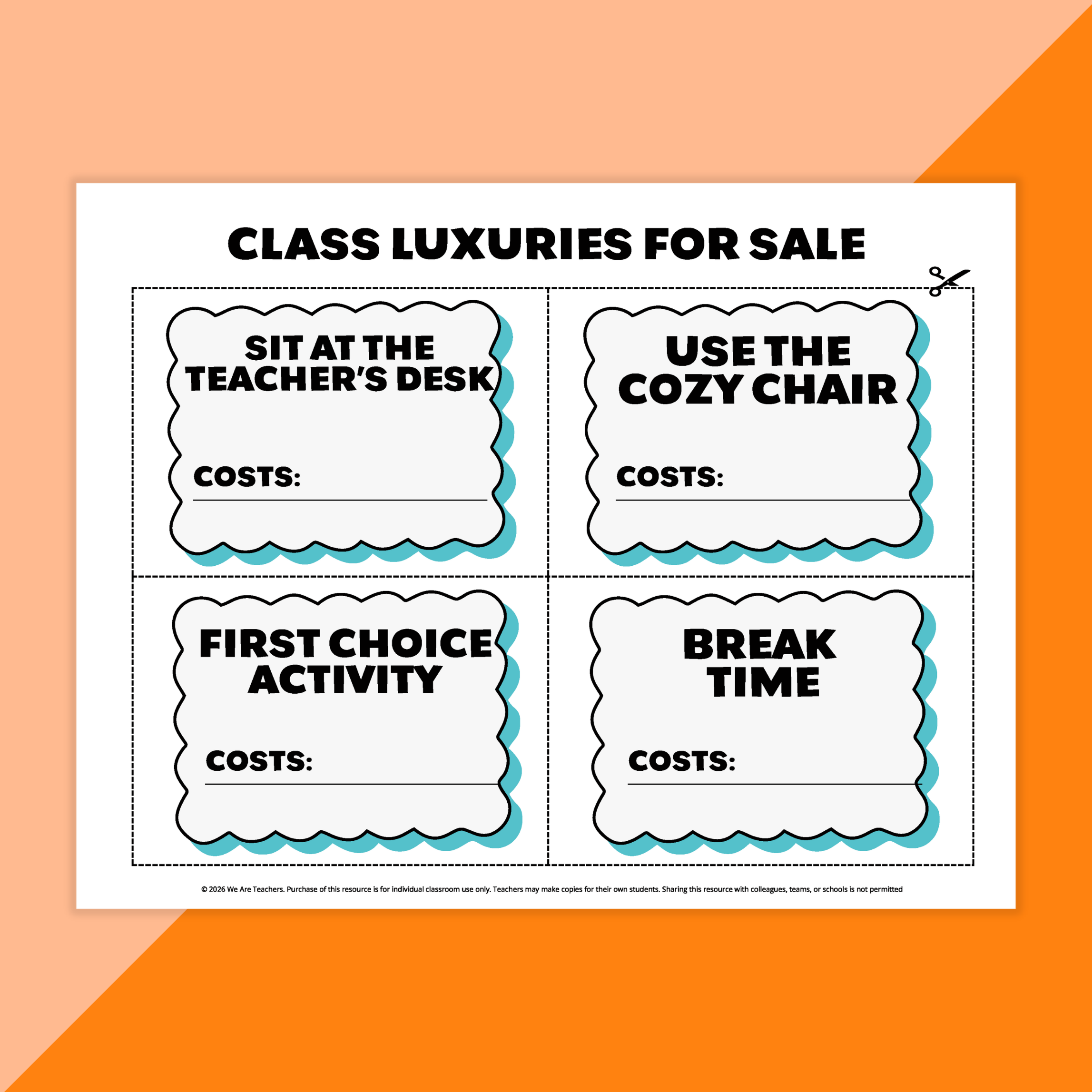 Image of the class luxuries for sale worksheet.