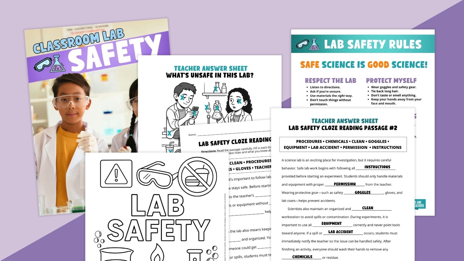Lab Safety Worksheet and Activity Bundle