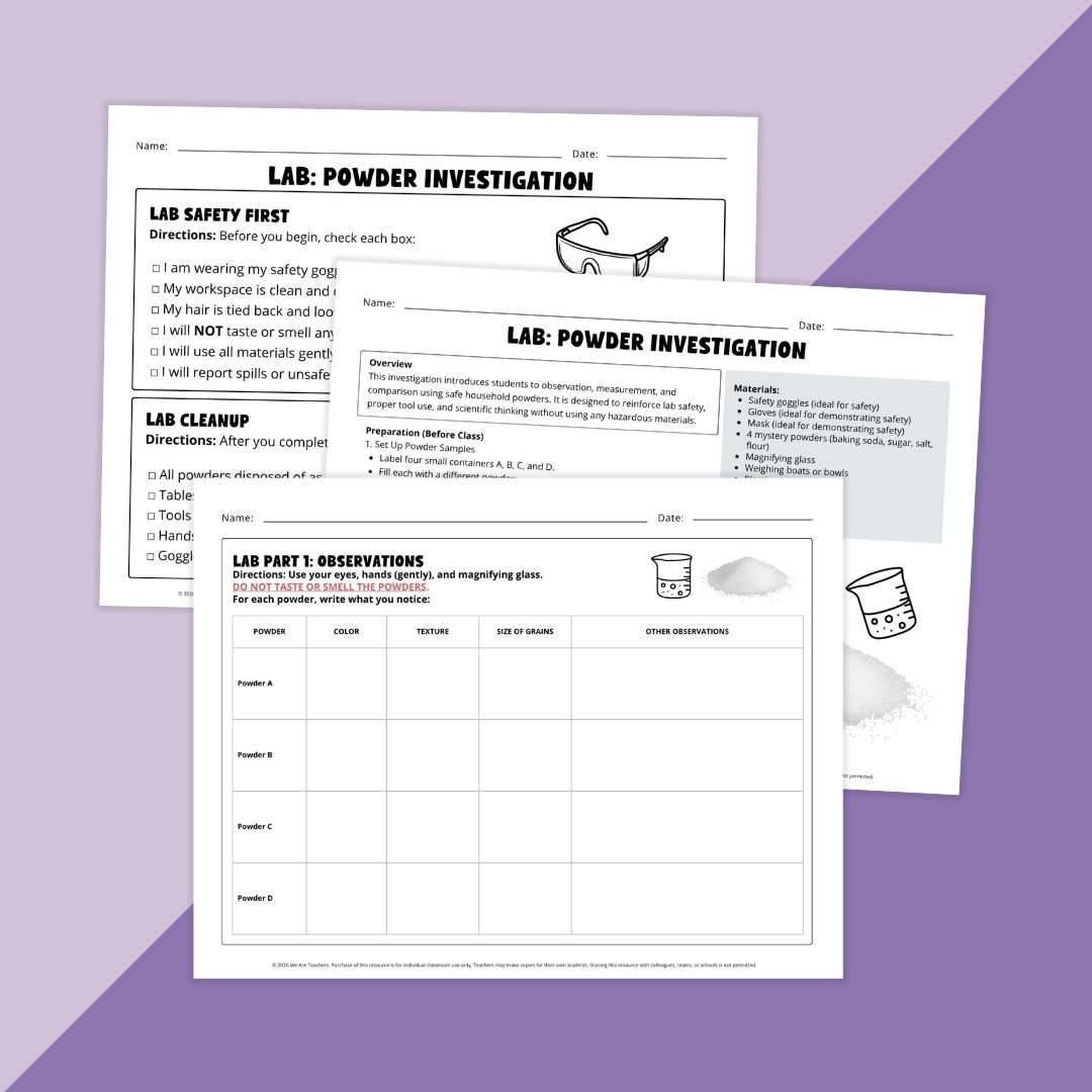 Images of lab safety worksheets.