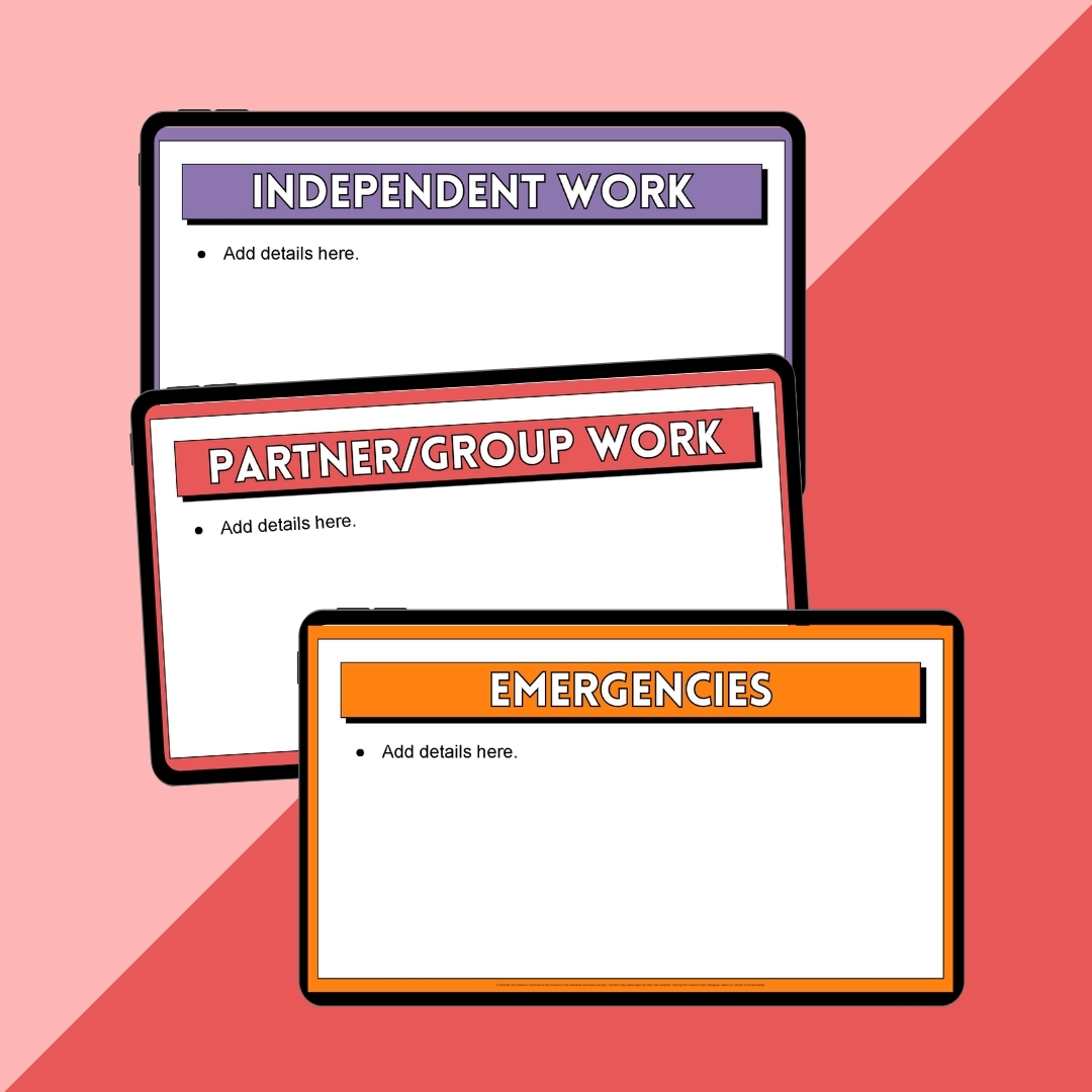 Images of slides helping teachers create procedures for their classroom management system.