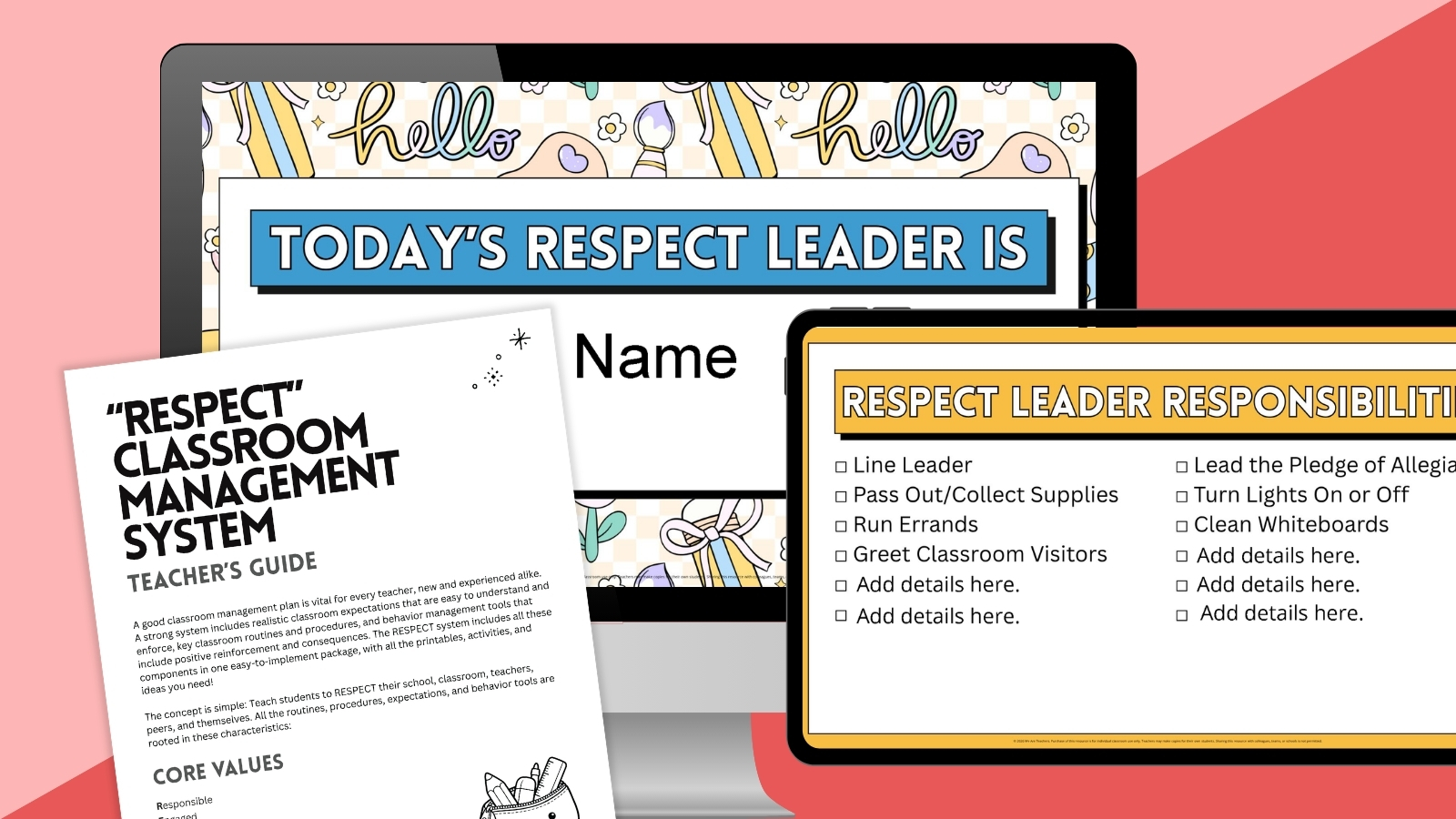 Images from the RESPECT Classroom Management System Bundle.