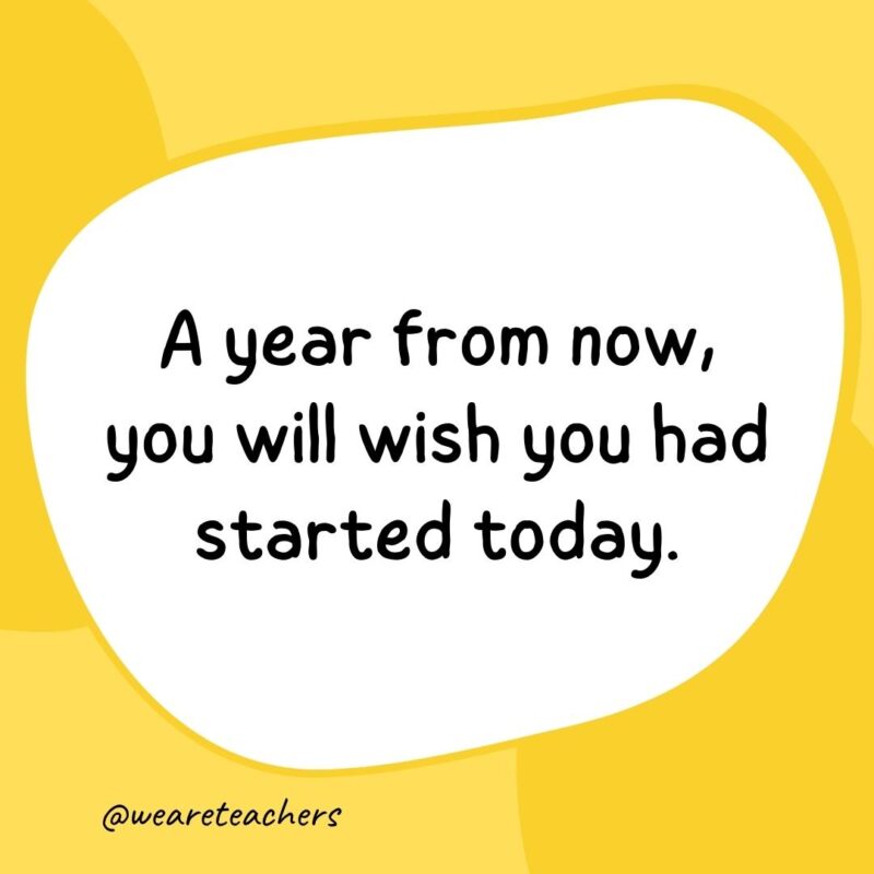 68. A year from now, you will wish you had started today.