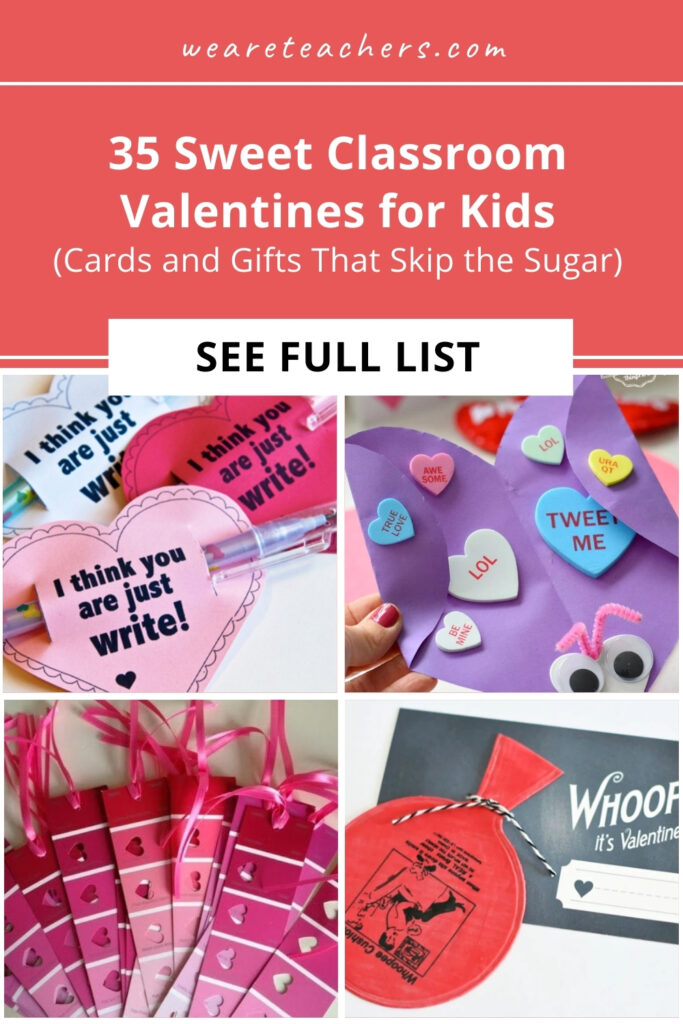 Looking for easy ideas for valentines for students? Here are 35 simple, low-cost ideas (with no sugar or allergies to worry about).