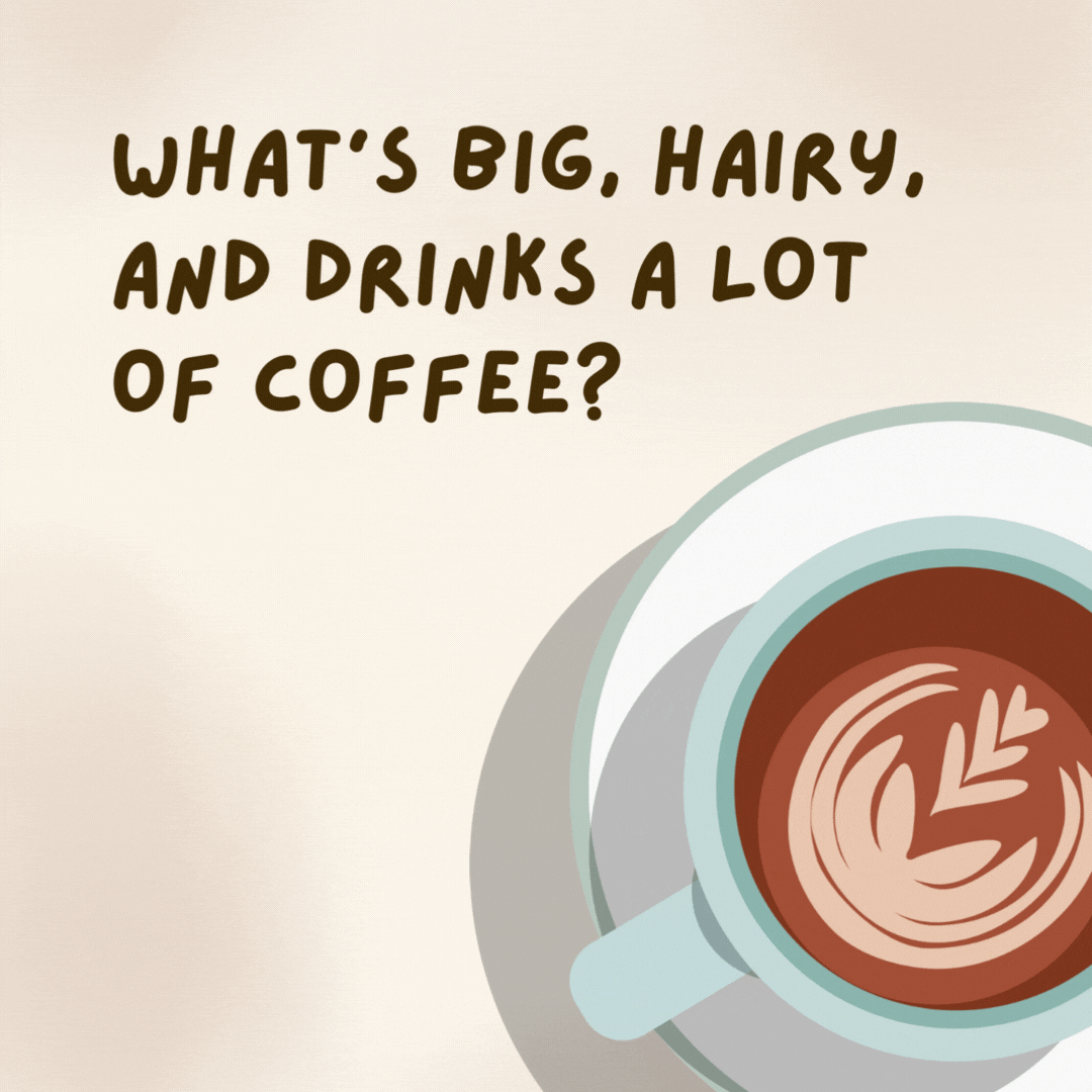 What's big, hairy, and drinks a lot of coffee? 

Java the Hut.