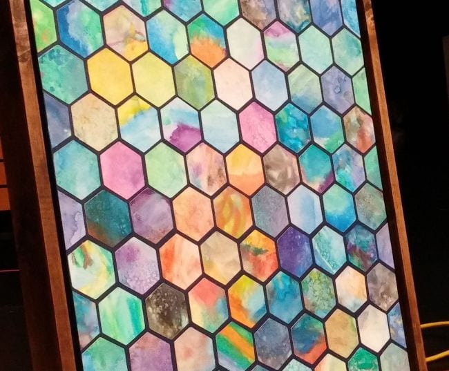 Pattern made of watercolor paper hexagons