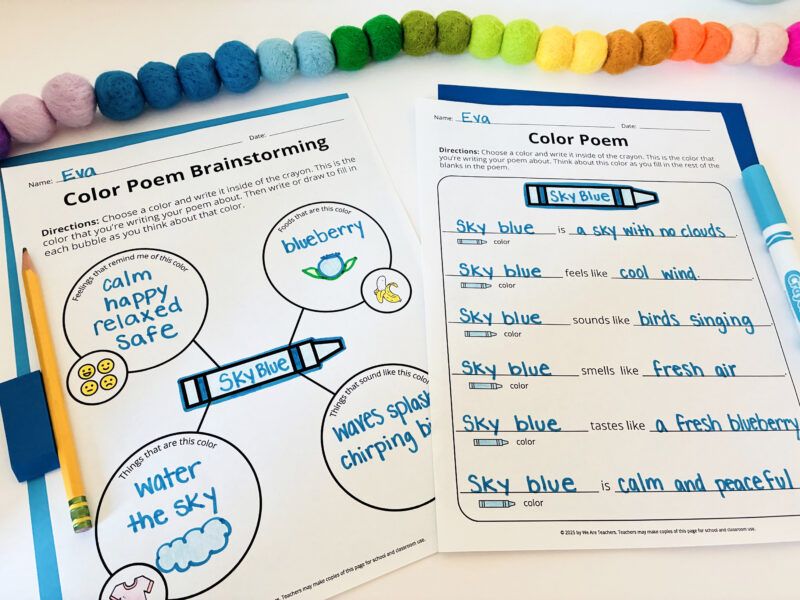 an image of two color poem worksheet template student examples