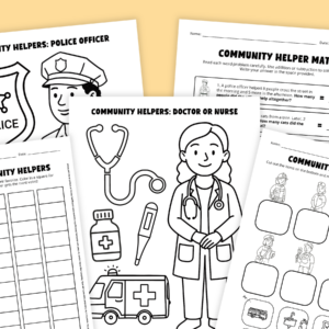 Images of different worksheets and activities in this bundle.