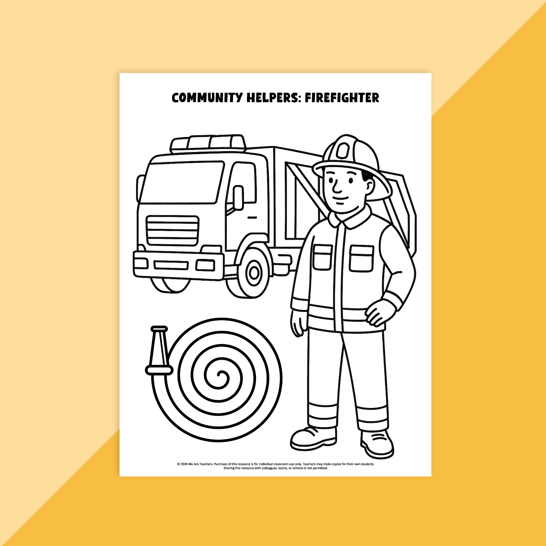 Image of a firefighter coloring page.