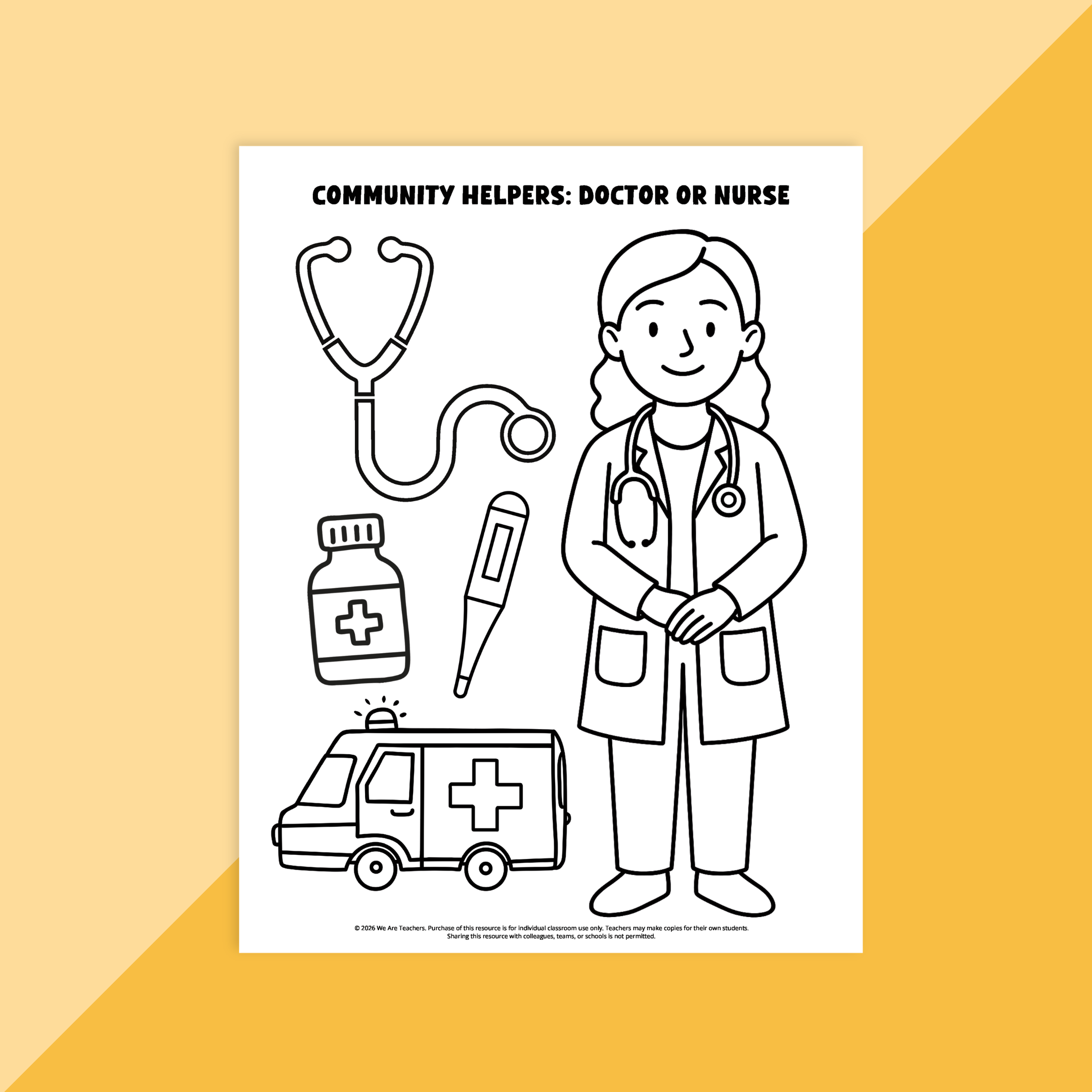 Image of a health care worker coloring page.