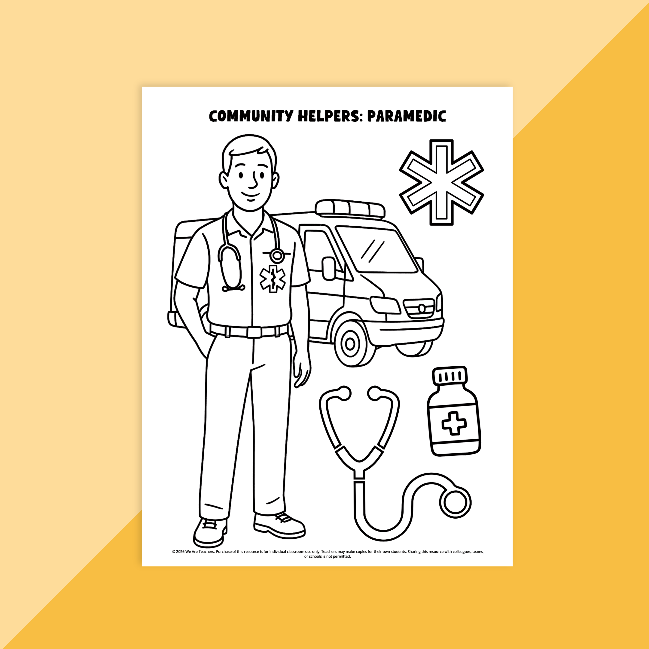 Image of a paramedic coloring page.