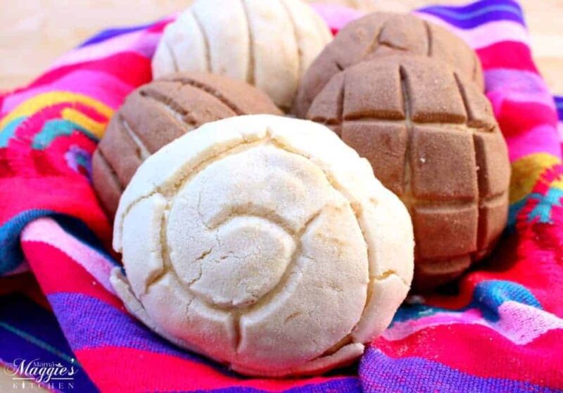 Conchas Mexicanas on a colorful towel for hispanic heritage month 