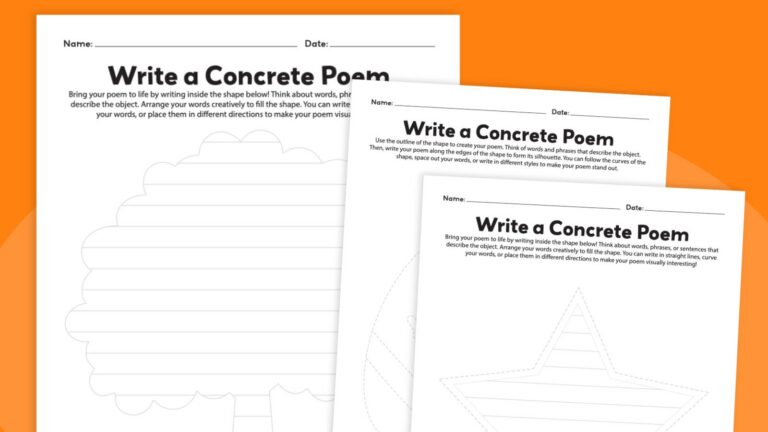 an image of three printable concrete poem templates