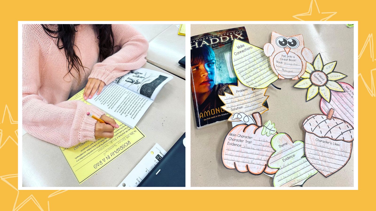 two photographs of creative book report ideas