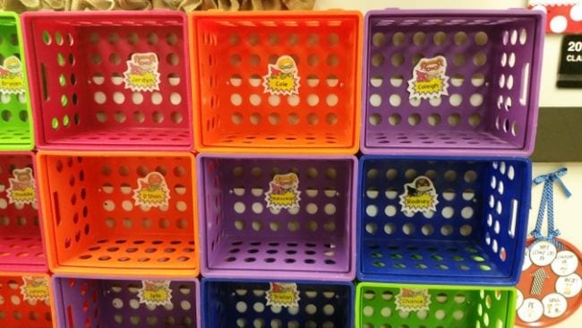 Arrange several cartons in the classroom lockers 