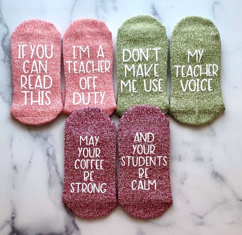 socks with funny sayings for teachers 