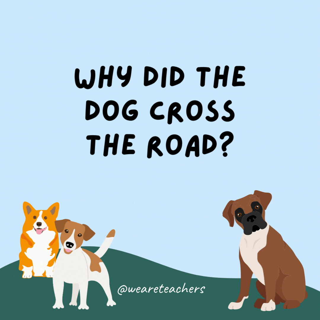 Why did the dog cross the road? To get to the "barking" lot.