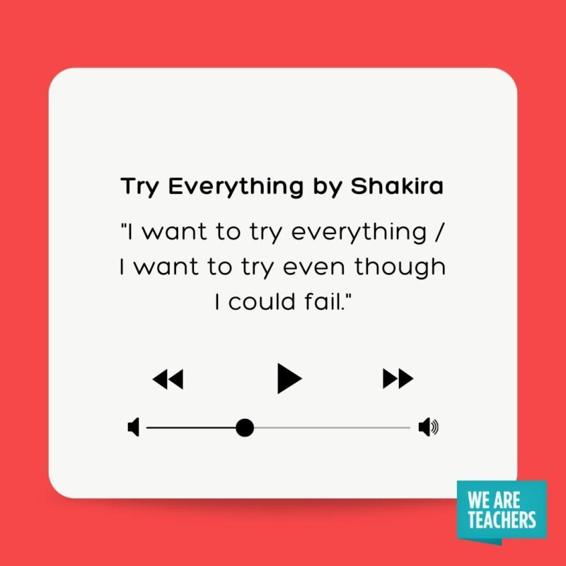 I want to try everything/ I want to try even though I could fail, Try Everything by Shakira a list of dance music for kids