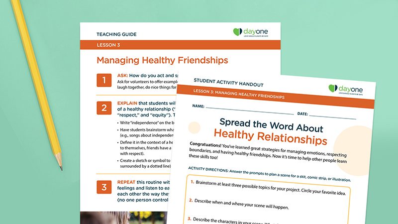 Day One healthy friendships handout