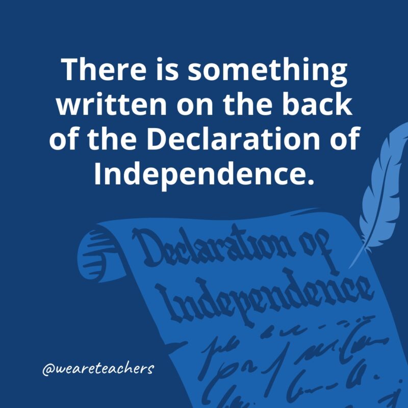 There is something written on the back of the Declaration of Independence.
