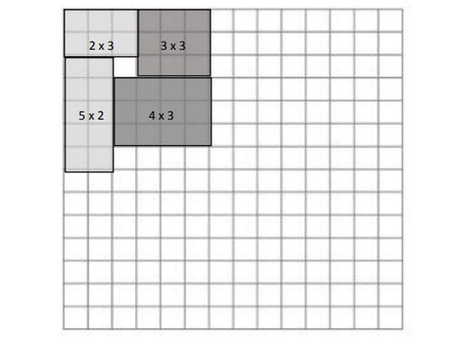 Grid with rectangles of various sizes drawn and shaded in