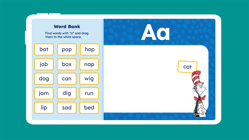 Virtual short vowel interactive game with Dr. Seuss