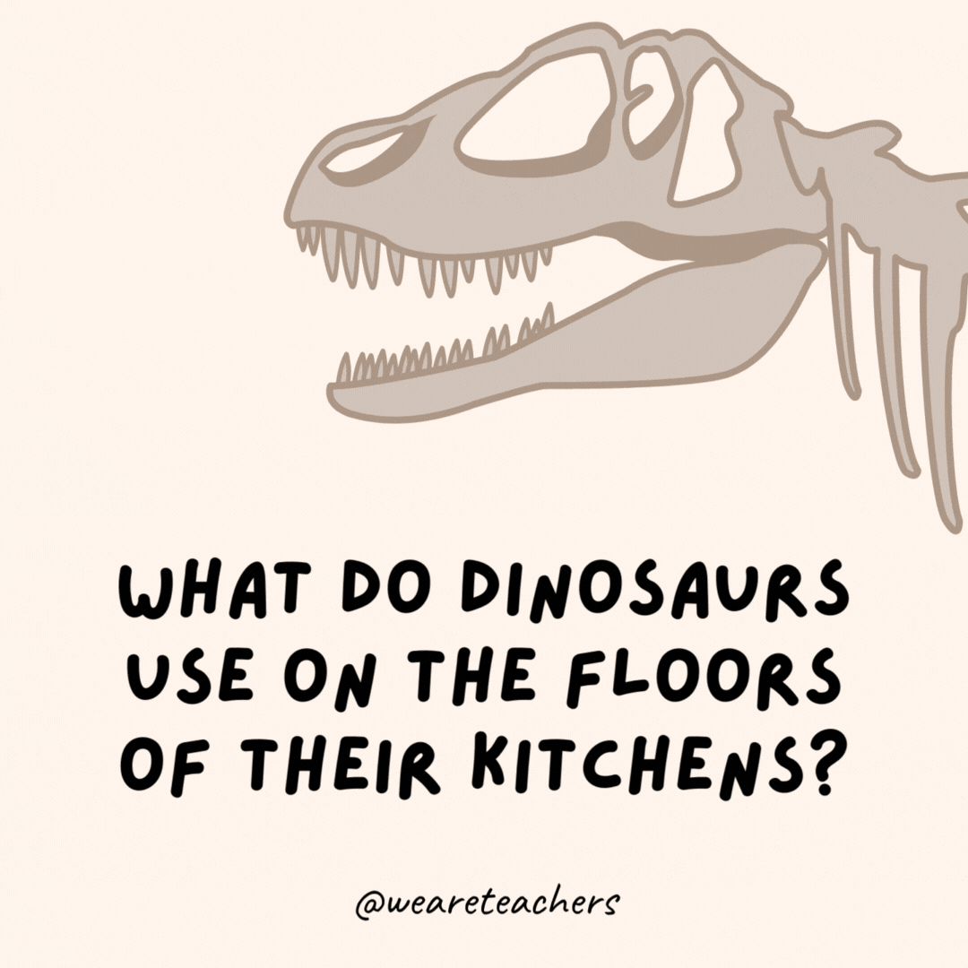 What do dinosaurs use on the floors of their kitchens?