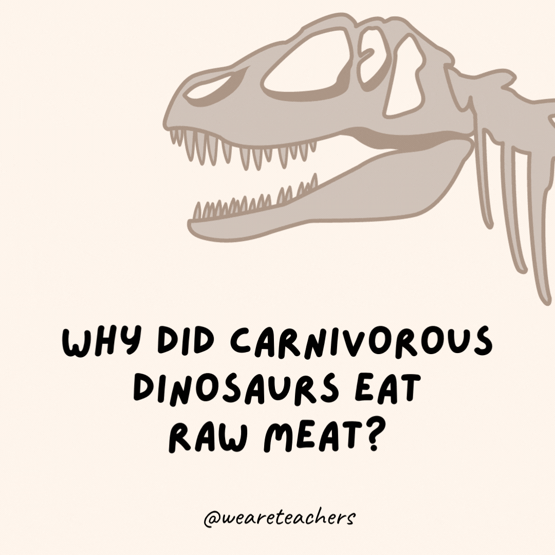 Why did carnivorous dinosaurs eat raw meat?