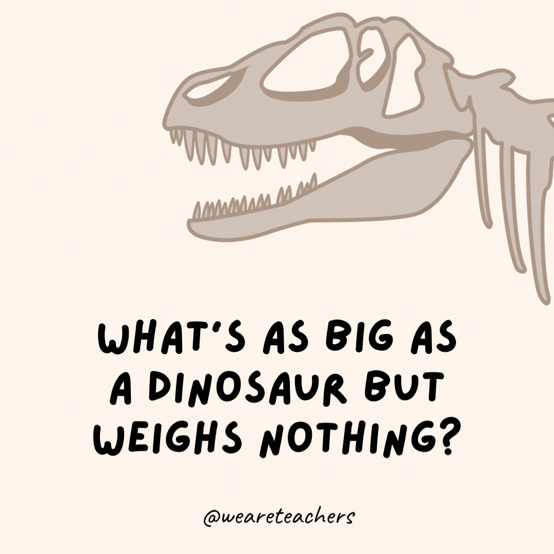 What’s as big as a dinosaur but weighs nothing?