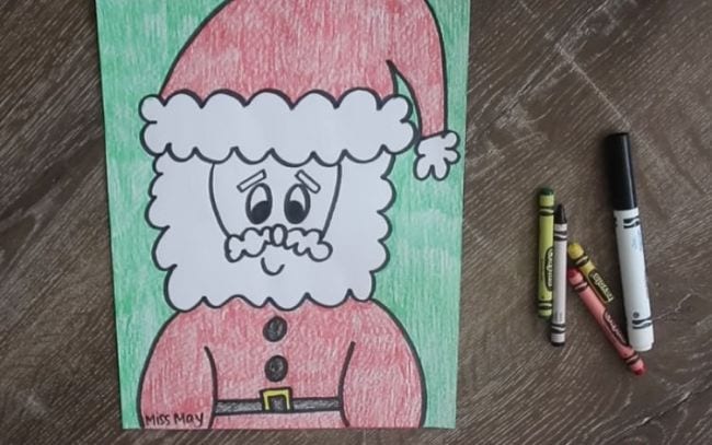 Crayon drawing of Santa Claus