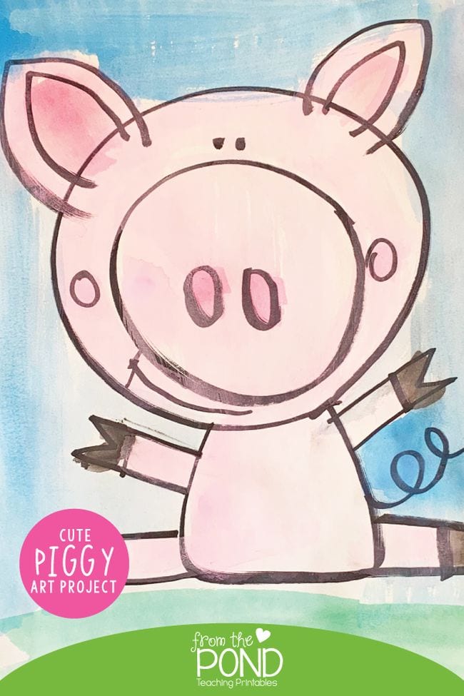 Simple drawing of a smiling cartoon pig