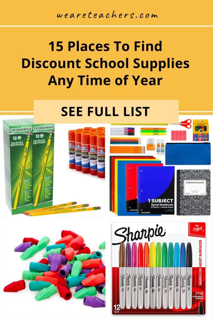 Pens, pencils, paper, crayons, glue sticks ... it all adds up fast. Save money on discount school supplies with these stores and tips.