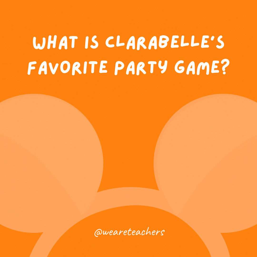 What is Clarabelle's favorite party game? Moo-sical chairs.