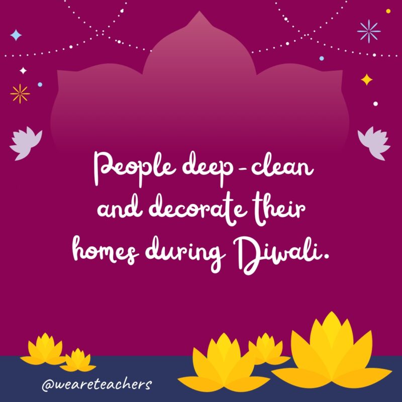 People deep-clean and decorate their homes during Diwali. 